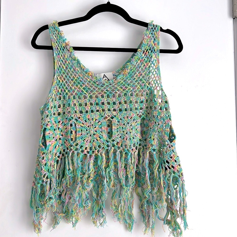 NWOT UNIF Boho Tie Dye Knit Crochet Tank Top S